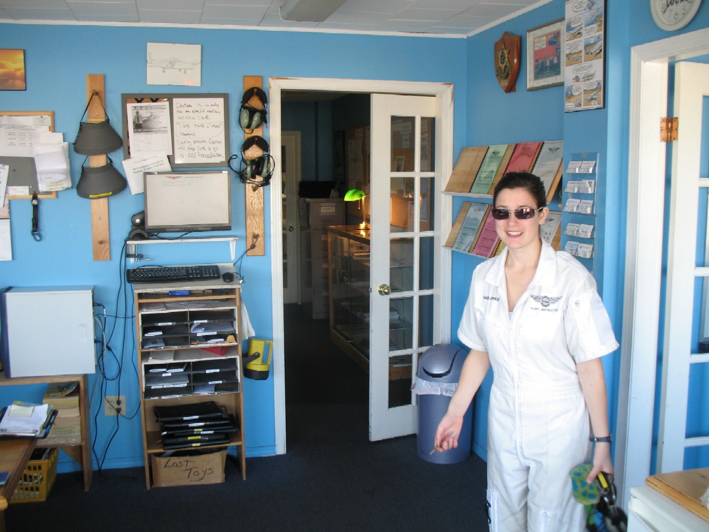 Flight Instructor Naomi Jones ready for work.  Langley Flying School.